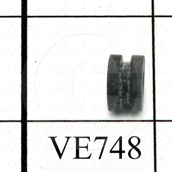 Grommets, Plugs, Bushings, 0.438 in. Outside Diameter, 0.188" Inside Diameter, 0.281" Groove Diameter, 0.09 in. Panel Thickness, Black, Rubber