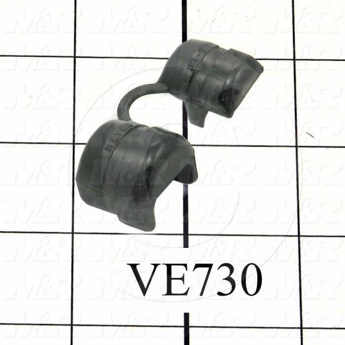 Grommets, Plugs, Bushings, 0.875" Groove Diameter, 0.125" Panel Thickness, 0.813" Overall Length, Black, Nylon 6/6