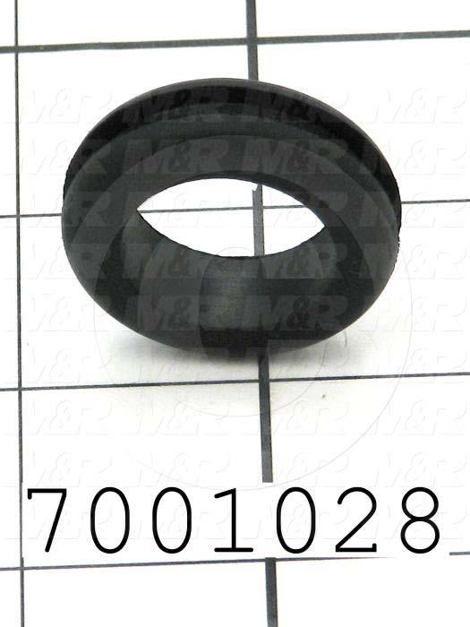 Grommets, Plugs, Bushings, Grommet, 1.375" Outside Diameter, 0.88" Inside Diameter, 1.18" Groove Diameter, 0.125" Panel Thickness, Black, Rubber