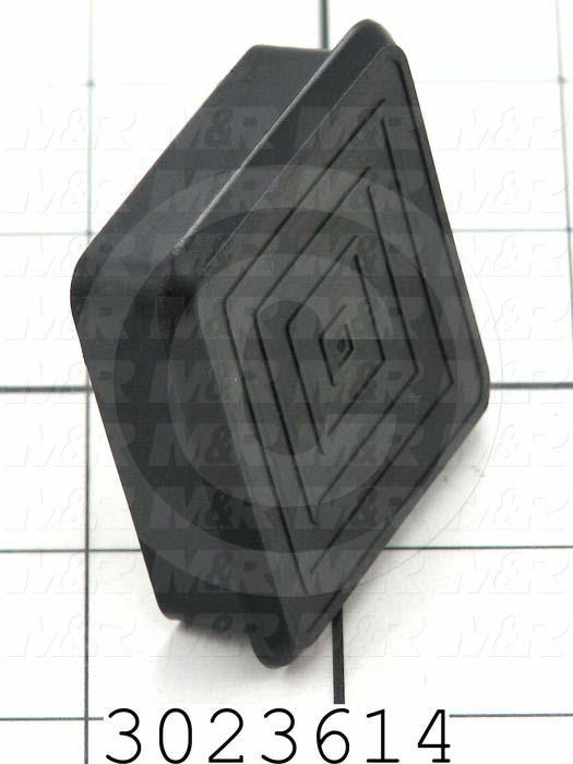 Grommets, Plugs, Bushings, Plug, Black, Polyethylene, Square 2.00" Outside, 1.87" Inside, 0.50" Height