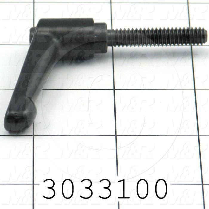 Handles, Adjustable Handle Type, Threaded Stud Mounting, Die Cast Material, 1/4"-20 Thread Size, 1.260" Thread Length