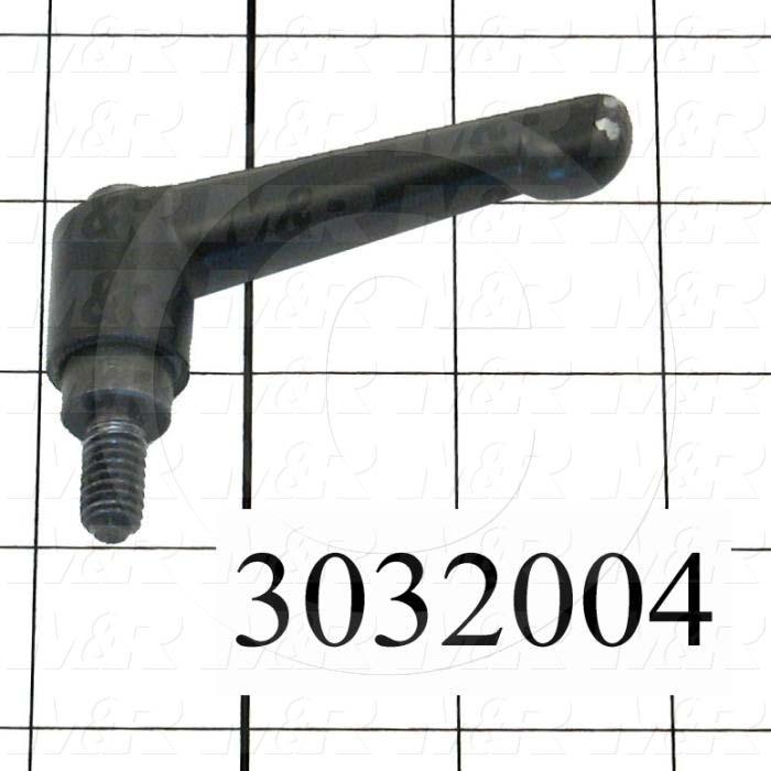Handles, Adjustable Handle Type, Threaded Stud Mounting, Plastic Material, 1/4"-20 Thread Size, 0.630" Thread Length, 2.00 in. Overall Length, 2.00 in. Height