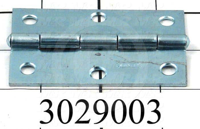 Hinge, Door/Butt, Mortise Mounting Style, 2.00 in. Width, 3.00 in. Overall Length, 0.063" Thickness, Steel, Zinc-Plated