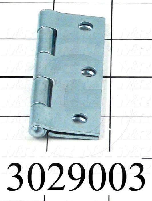 Hinge, Door/Butt, Mortise Mounting Style, 2.00 in. Width, 3.00 in. Overall Length, 0.063" Thickness, Steel, Zinc-Plated
