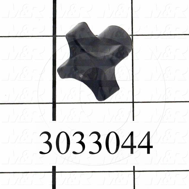 Knobs, Four Arm, Threaded Hole, 1/4"-20 Thread Size, Plastic Material