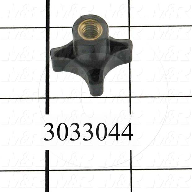 Knobs, Four Arm, Threaded Hole, 1/4"-20 Thread Size, Plastic Material