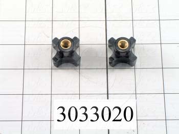 Knobs, Four Arm, Threaded Hole, 1/4"-20 Thread Size, Plastic Material