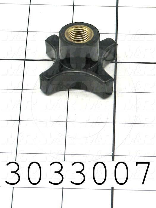 Knobs, Four Arm, Thru Hole, 1/2-20 Thread Size, Plastic Material