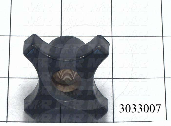 Knobs, Four Arm, Thru Hole, 1/2-20 Thread Size, Plastic Material