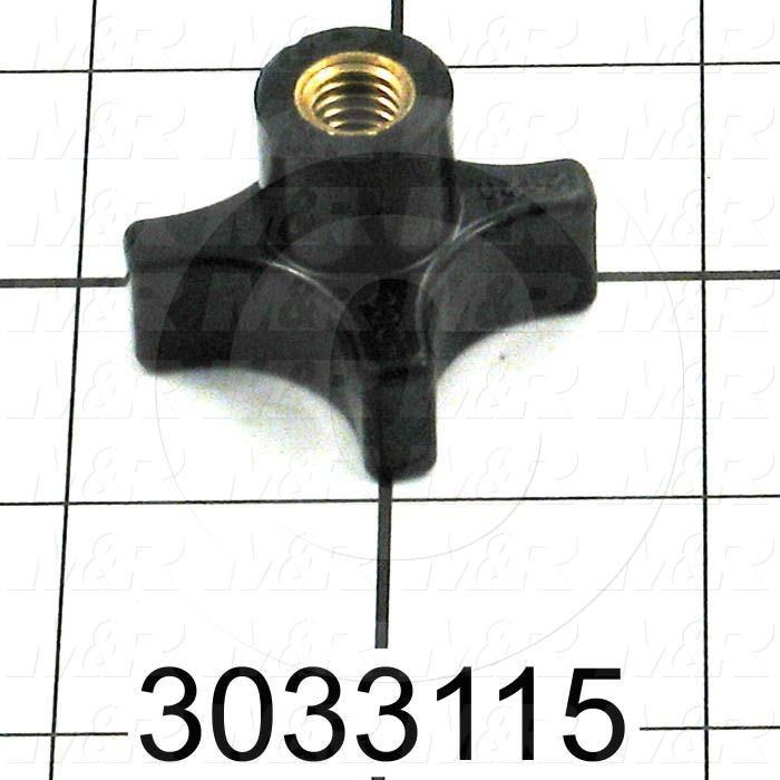 Knobs, Four Arm, Thru Hole, 5/16-18 Thread Size, 1.00" Knob Length, Plastic Material