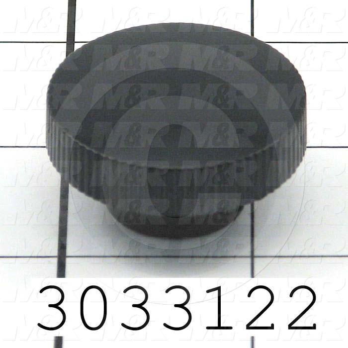 Knobs, Knurled, Threaded Hole, 1/4"-20 Thread Size, 0.78" Knob Length, 1.375" Outside Diameter, Brass Insert 7/16" Depth, Plastic Material