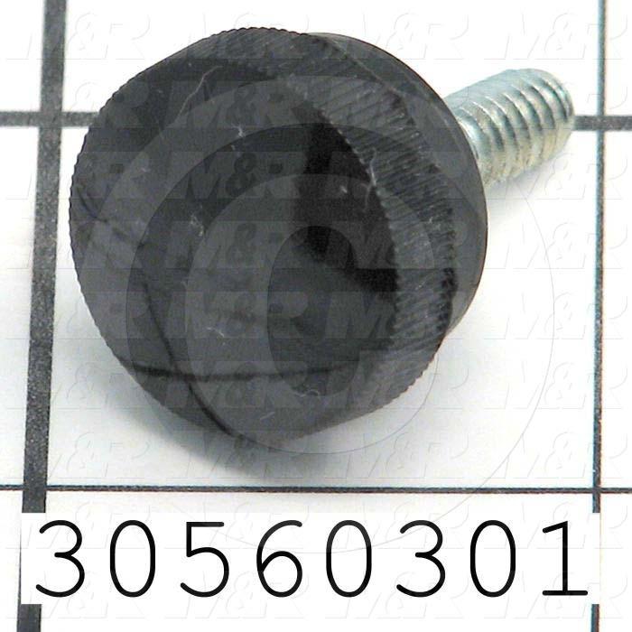Knobs, Knurled, Threaded Stud, 10-24 Thread Size, 0.50 in. Thread Length, 0.53" Knob Length, 0.75 in. Outside Diameter, Plastic Material