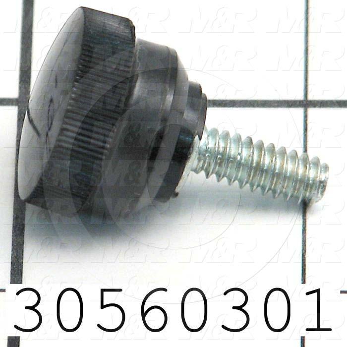 Knobs, Knurled, Threaded Stud, 10-24 Thread Size, 0.50 in. Thread Length, 0.53" Knob Length, 0.75 in. Outside Diameter, Plastic Material