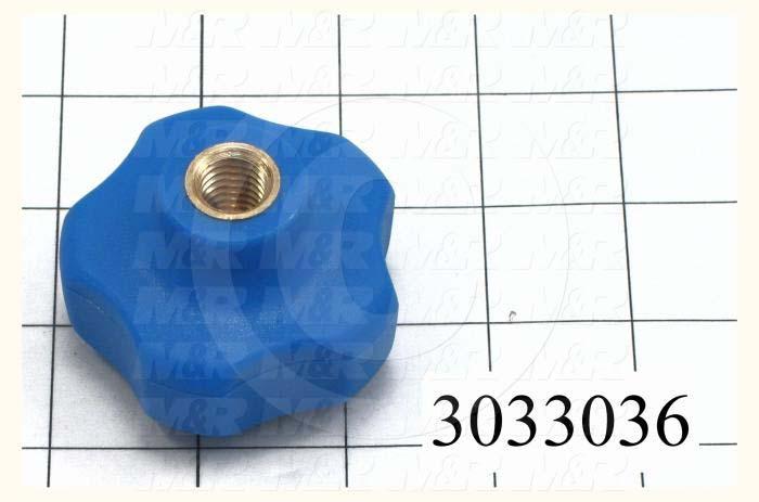 Knobs, Multi Lobe, Threaded Hole, 1/2-13 Thread Size, 1.65" Knob Length, 2.380" Outside Diameter, Plastic Material