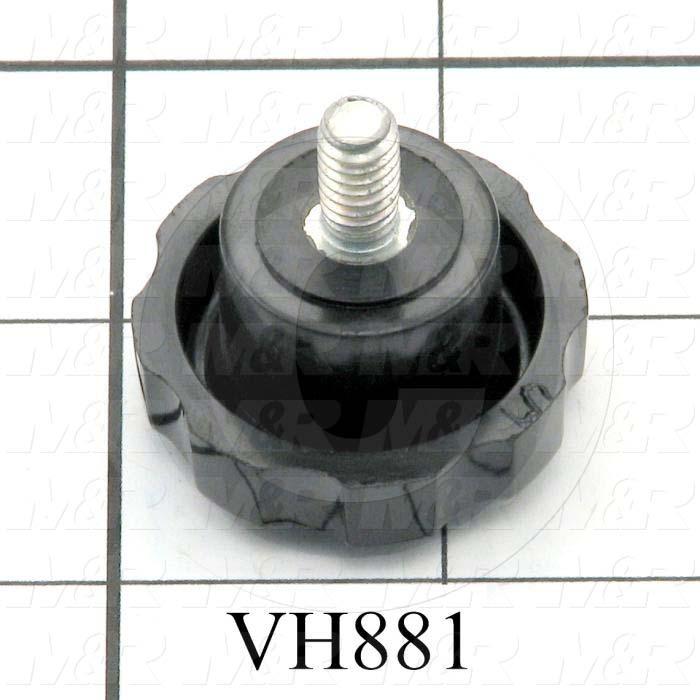 Knobs, Multi Lobe, Threaded Stud, 1/4"-20 Thread Size, 0.50 in. Thread Length, 1.38 in. Outside Diameter, Phenolic Material