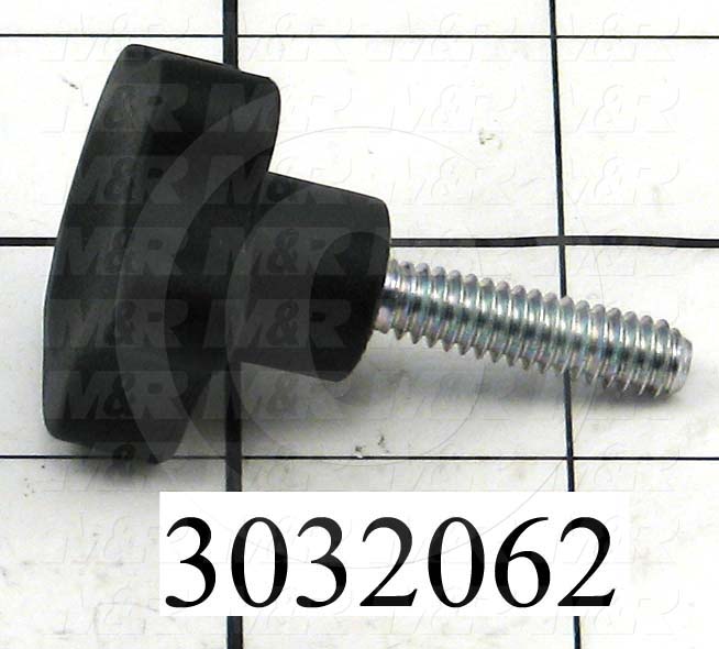 Knobs, Multi Lobe, Threaded Stud, 1/4"-20 Thread Size, 1.00" Thread Length, Plastic Material