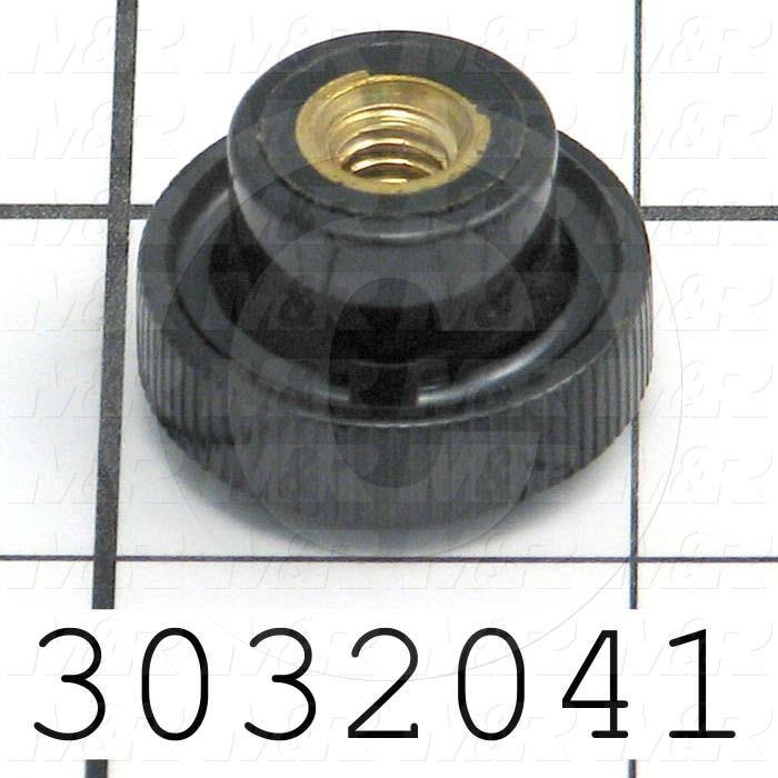 Knobs, Round, Threaded Hole, 1/4"-20 Thread Size, Plastic Material