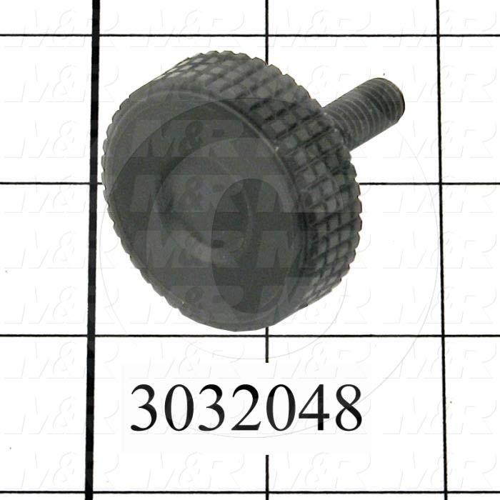 Knobs, Round, Threaded Hole, 5/16-18 Thread Size, 0.50 in. Thread Length, 0.95" Knob Length, Plastic Material