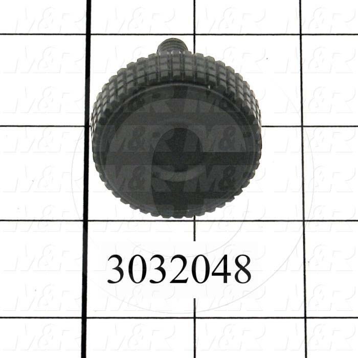 Knobs, Round, Threaded Hole, 5/16-18 Thread Size, 0.50 in. Thread Length, 0.95" Knob Length, Plastic Material