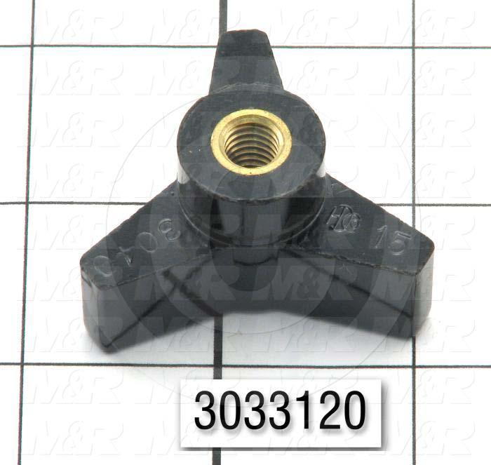 Knobs, Three Arm, Thru Hole, 5/16-18 Thread Size, 1.00" Knob Length, Plastic Material