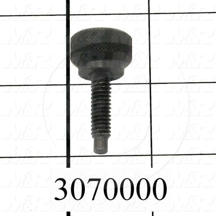 Knobs, Thumb Screw with  Shoulder Knurled Head, 1/4"-20 Thread Size, 1.00" Thread Length, 1.63" Knob Length, Steel Material