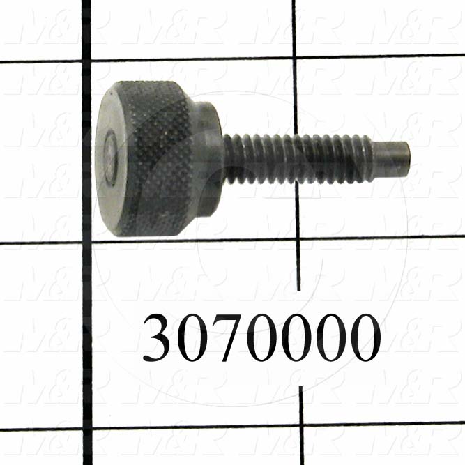 Knobs, Thumb Screw with  Shoulder Knurled Head, 1/4"-20 Thread Size, 1.00" Thread Length, 1.63" Knob Length, Steel Material