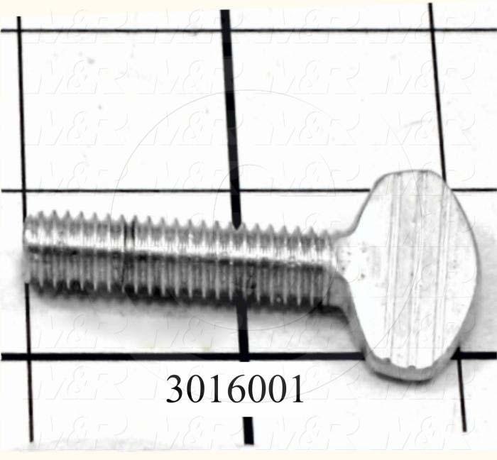 Knobs, Thumb Screw with Spade Head No Shoulder, 3/8-16 Thread Size, 1.50" Thread Length, Steel Material