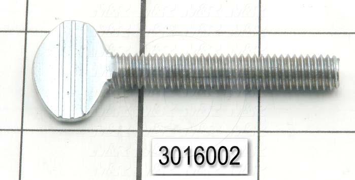 Knobs, Thumb Screw with Spade Head No Shoulder, 5/16-18 Thread Size, 2.00" Thread Length, Steel Material