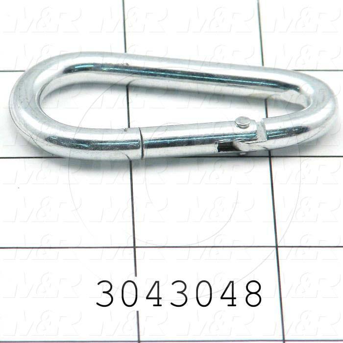 Latches, Carabiner-Style Connector, Steel, Zinc Plated Finish, 0.38" Snap Opening, 0.31" Eye Diameter, 1.88" Length