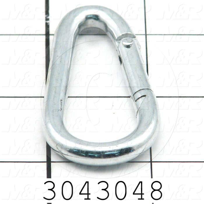 Latches, Carabiner-Style Connector, Steel, Zinc Plated Finish, 0.38" Snap Opening, 0.31" Eye Diameter, 1.88" Length
