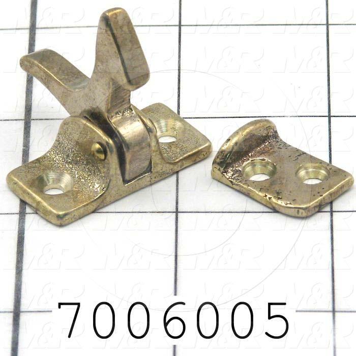 Latches, Compression  Spring Draw Latch, 1.14" Overall Length, 0.63" Width, Brass
