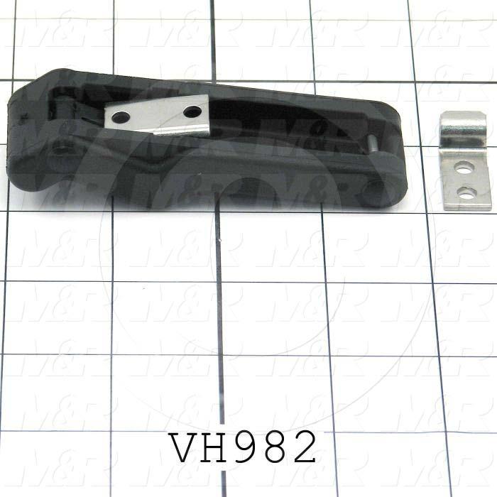 Latches, PC13, Over Center Draw Latch, 0.25" Adjustable Latching Distance, 4.16" Overall Length, 1.13" Width, 0.77" Thickness, Thermoplastic Elastomer, Black Color, 11 lbf Work Load Limit