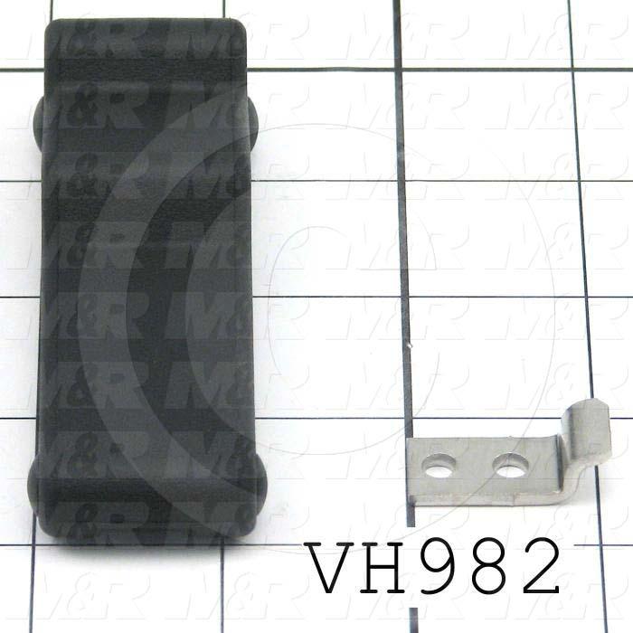 Latches, PC13, Over Center Draw Latch, 0.25" Adjustable Latching Distance, 4.16" Overall Length, 1.13" Width, 0.77" Thickness, Thermoplastic Elastomer, Black Color, 11 lbf Work Load Limit