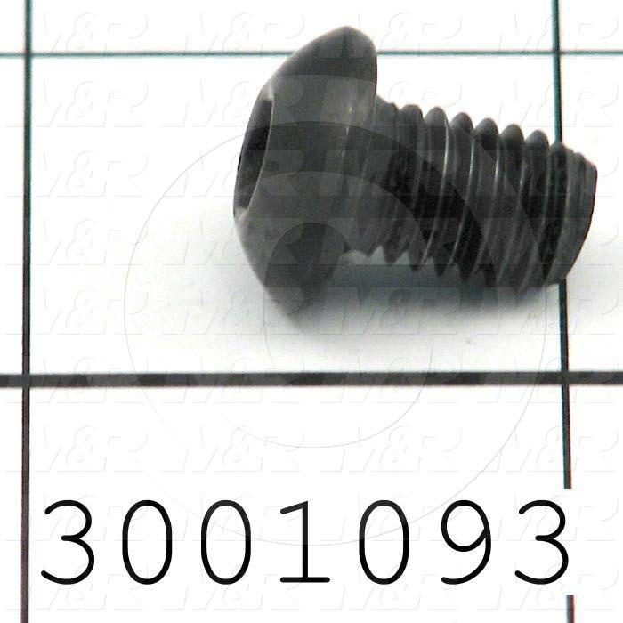 Machine Screws, Button Head, Steel, Grade Class 10.9, Thread Size M8, Screw Length 12mm, Full Thread Length, Right Hand, Black