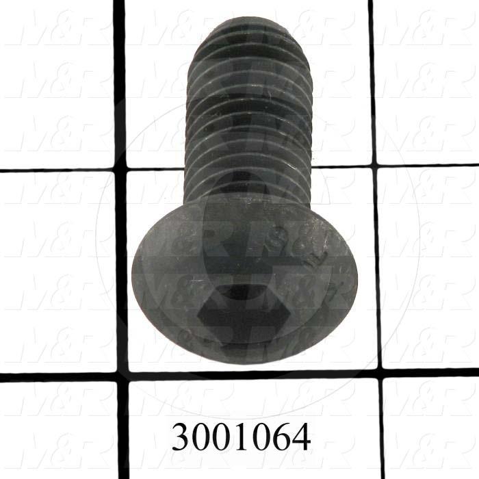 Machine Screws, Button Head, Steel, Thread Size 1/2-13, Screw Length 1 1/4 in., Full Thread Length, Right Hand, Black Oxide
