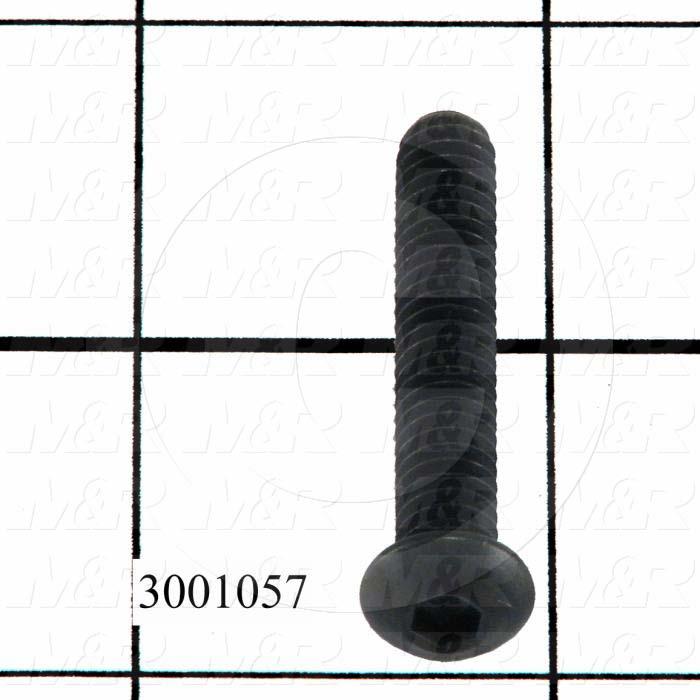 Machine Screws, Button Head, Steel, Thread Size 1/4"-20, Screw Length 1 1/2 in., Full Thread Length, Right Hand, Black Oxide