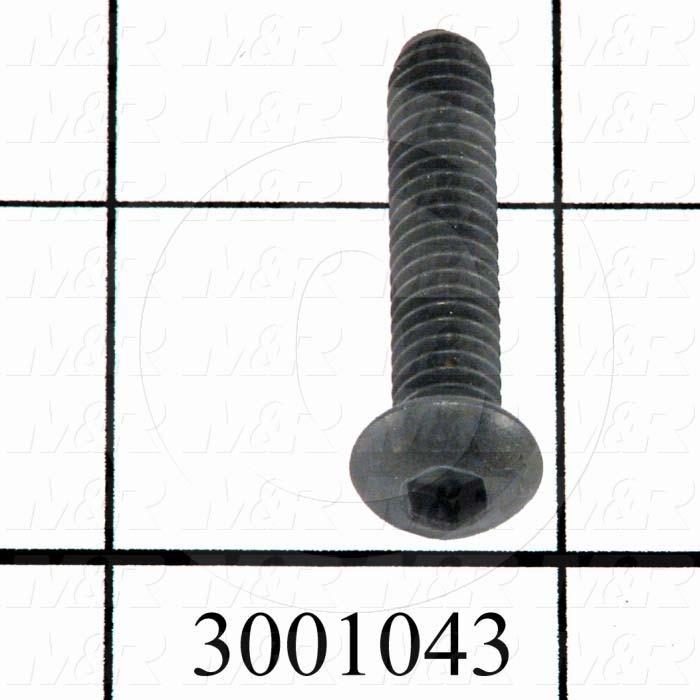 Machine Screws, Button Head, Steel, Thread Size 1/4"-20, Screw Length 1 1/4 in., Full Thread Length, Right Hand, Black Oxide