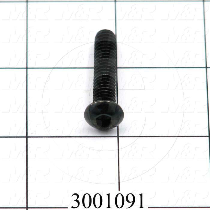 Machine Screws, Button Head, Steel, Thread Size 1/4"-20, Screw Length 1 1/4 in., Full Thread Length, Right Hand, Black Zinc