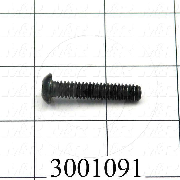 Machine Screws, Button Head, Steel, Thread Size 1/4"-20, Screw Length 1 1/4 in., Full Thread Length, Right Hand, Black Zinc