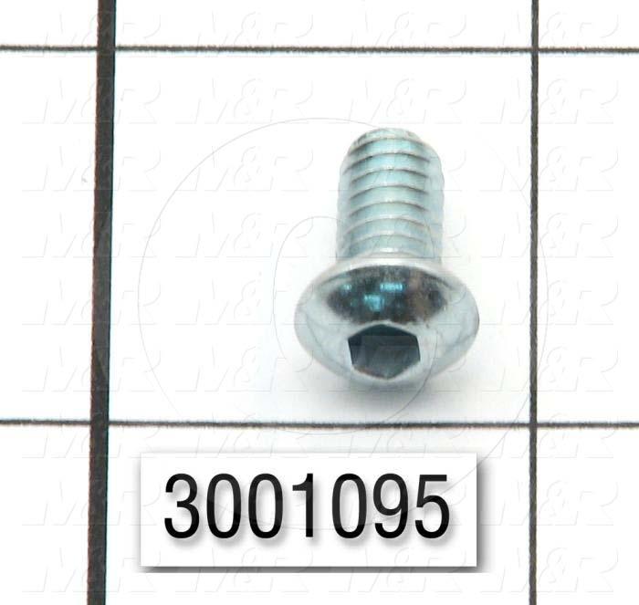 Machine Screws, Button Head, Steel, Thread Size 1/4"-20, Screw Length 1/2 in., Full Thread Length, Right Hand, Zinc