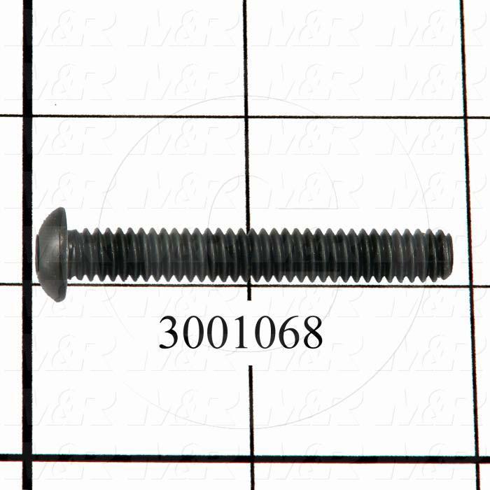 Machine Screws, Button Head, Steel, Thread Size 1/4"-20, Screw Length 1 3/4", Full Thread Length, Right Hand, Black Oxide