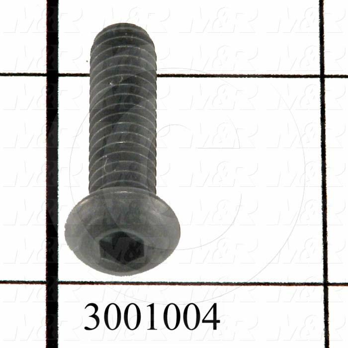 Machine Screws, Button Head, Steel, Thread Size 1/4"-20, Screw Length 1", Full Thread Length, Right Hand, Black Oxide