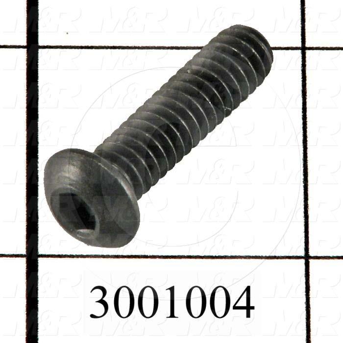 Machine Screws, Button Head, Steel, Thread Size 1/4"-20, Screw Length 1", Full Thread Length, Right Hand, Black Oxide