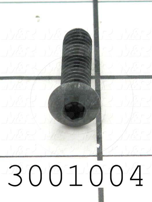 Machine Screws, Button Head, Steel, Thread Size 1/4"-20, Screw Length 1", Full Thread Length, Right Hand, Black Oxide