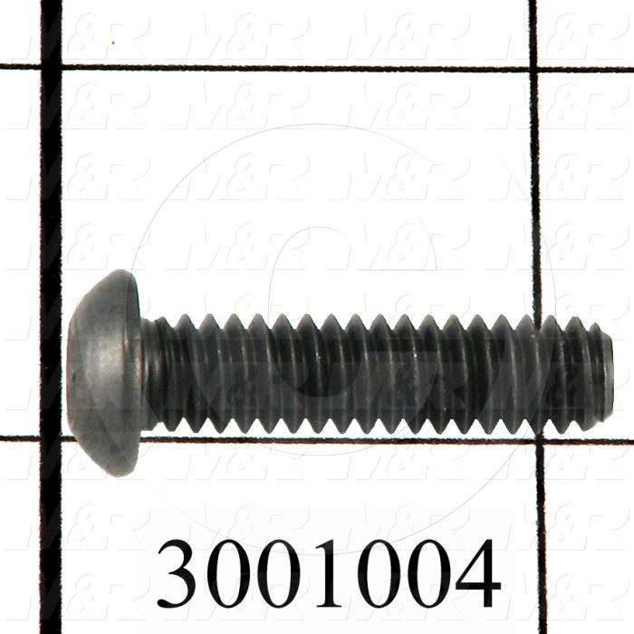 Machine Screws, Button Head, Steel, Thread Size 1/4"-20, Screw Length 1", Full Thread Length, Right Hand, Black Oxide