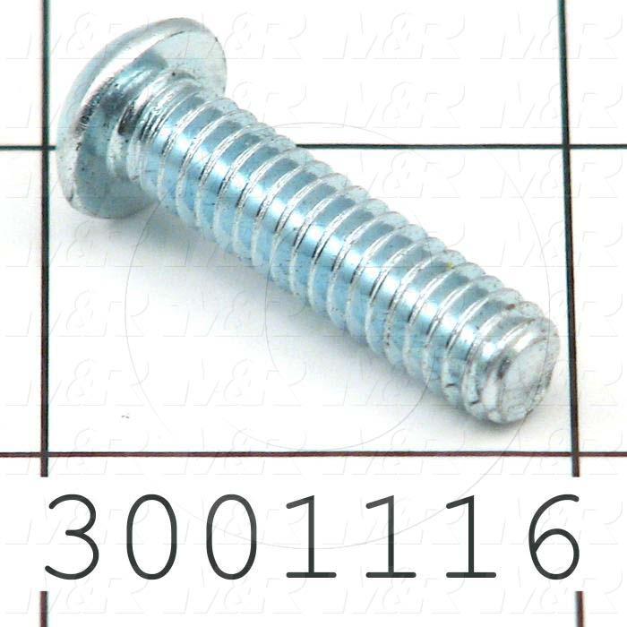 Machine Screws, Button Head, Steel, Thread Size 1/4"-20, Screw Length 1", Full Thread Length, Right Hand, Zinc