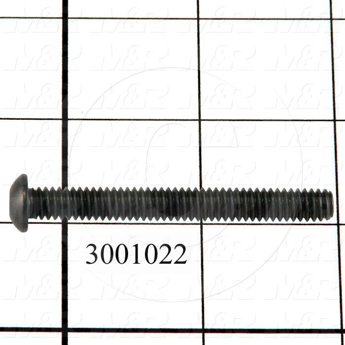 Machine Screws, Button Head, Steel, Thread Size 1/4"-20, Screw Length 2 1/4", Full Thread Length, Right Hand, Black Oxide