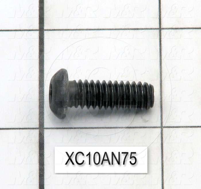 Machine Screws, Button Head, Steel, Thread Size 1/4"-20, Screw Length 3/4", Full Thread Length, Right Hand, Black Oxide