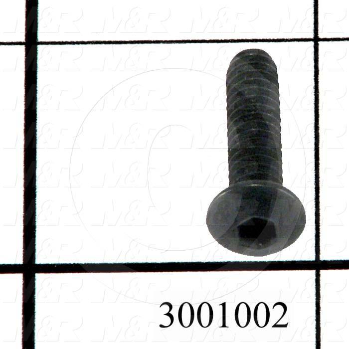 Machine Screws, Button Head, Steel, Thread Size 10-24, Screw Length 3/4", Full Thread Length, Right Hand, Black Oxide