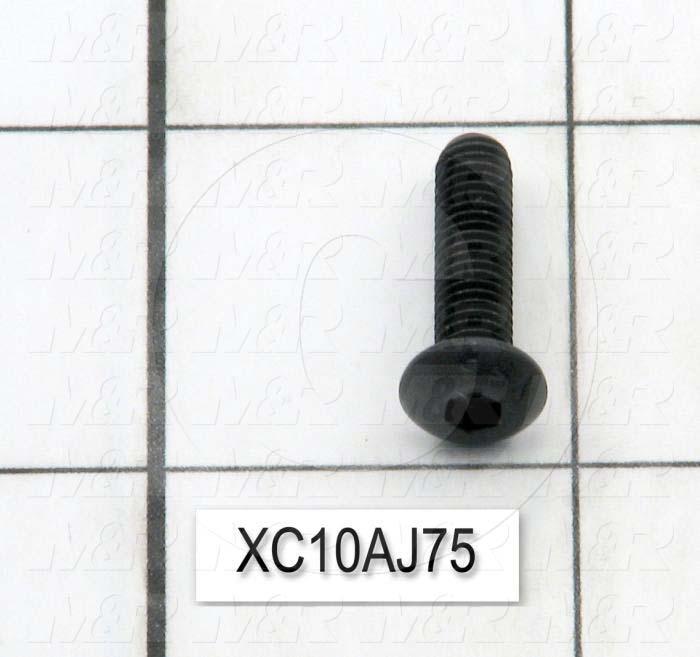 Machine Screws, Button Head, Steel, Thread Size 10-32, Screw Length 0.75 in., 0.75" Thread Length, Right Hand, Black Oxide